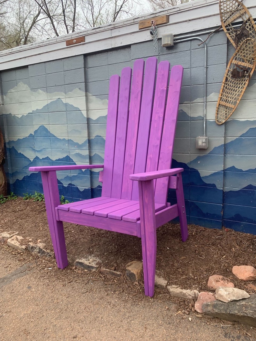 Purple Giant Adirondack Chair Wood Ski Chair Hand Painted 6 or 7 72 or 84 Tall Giant Oversized Adirondack Chair Outdoor Chair Etsy UK