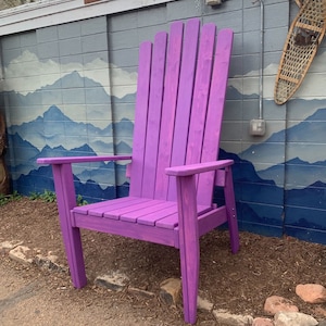 Purple Giant Adirondack Chair, Wood Ski Chair, Hand Painted 6' or 7' (72" or 84") Tall Giant Oversized Adirondack chair, Outdoor chair