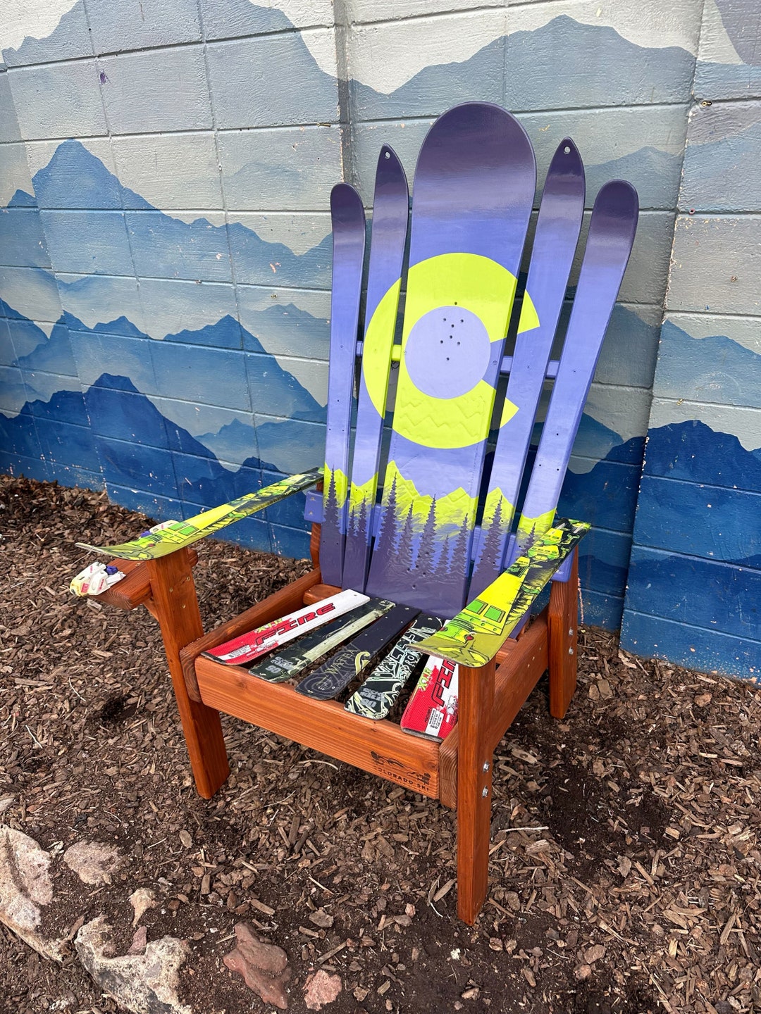 Green Colorado Mural Hybrid Ski and Snowboard Chair, Deck Chair, Outdoor  Chairs, Hand Painted, Colorado Art