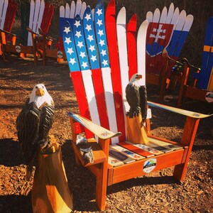 Hand Painted Adirondack USA flag Ski chair image 2