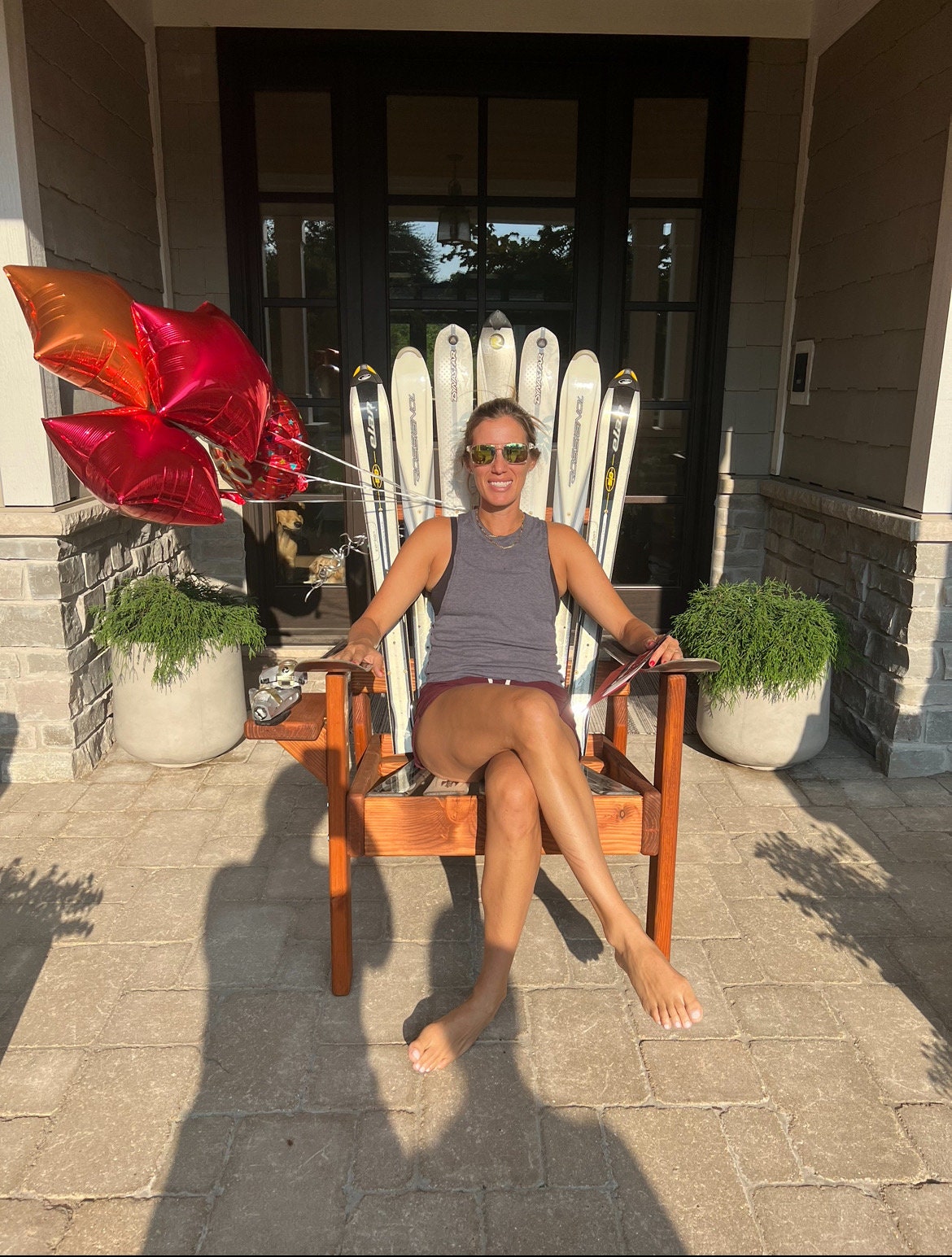 Set of (2) -original Adirondack Ski Chairs With Snowy