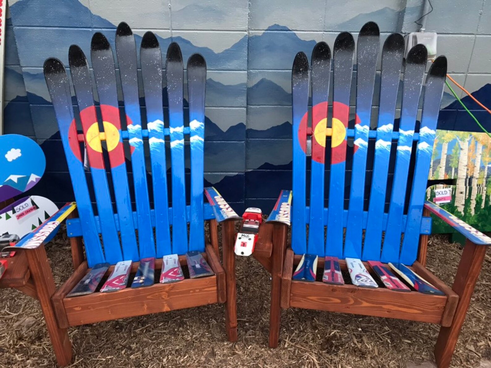 Set of Three Snowboard Bench and 2 Custom Adirondack Ski Etsy