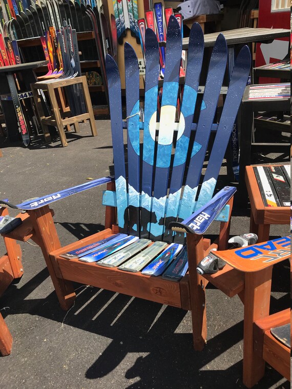 Mama Bear Cub Moon Chair Colorado Flag Wooden Recycled Ski Custom Adirondack Marbled Blue Patio Furniture Outdoor Gardening Decotazeen Com Mama Bear Cub Moon Chair Colorado, Adirondack Ski Chair Colorado Flag