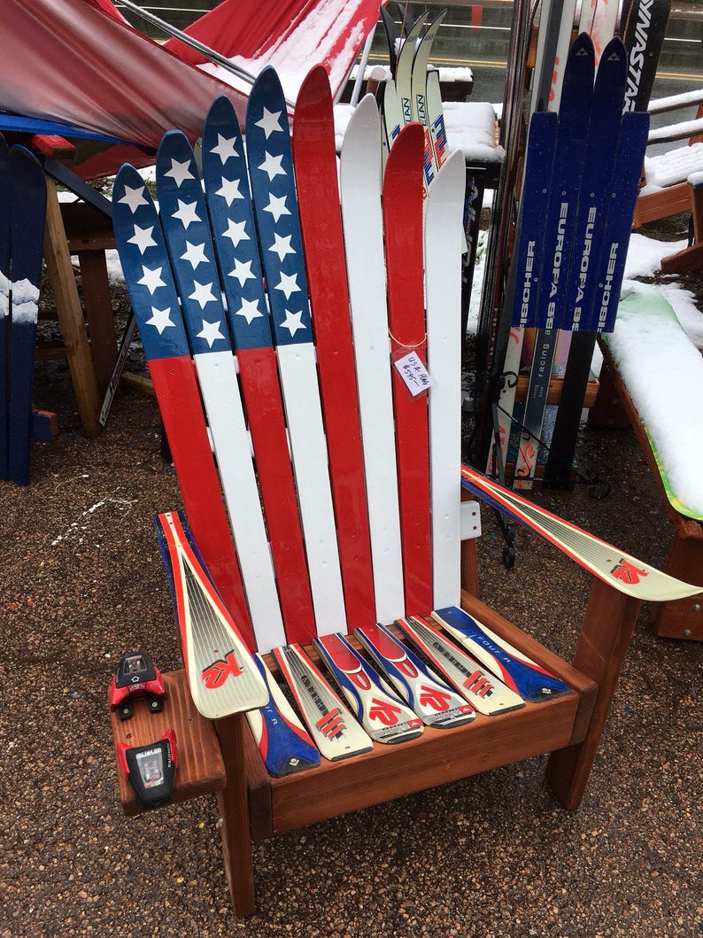 Hand Painted Adirondack USA flag Ski chair image 5