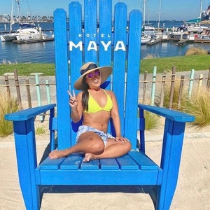 Solid Color (any color) Giant Adirondack Chair, Wood Ski Chair, Custom Stained 6' or 7’ (72" or 84") Tall Giant Oversized XXL chair