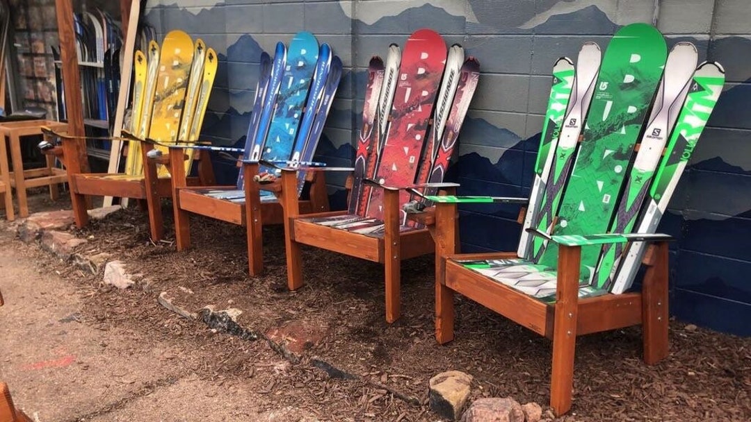 Set of 4 Custom Hybrid Ski & Snowboard Chairs Made With Original Skis