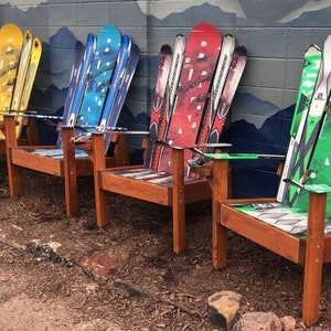 雪のchair Set of (2) -original Adirondack Ski Chairs With Snowy