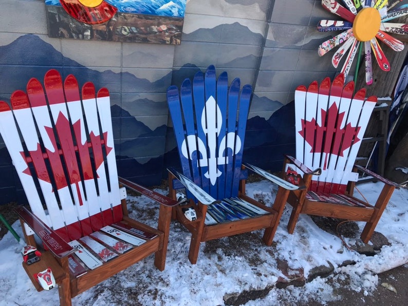Quebec Flag Custom Adirondack Ski chair Etsy