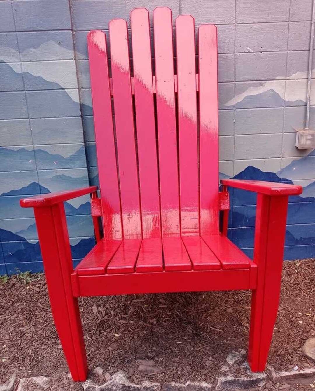 Red Giant Adirondack Chair Wood Ski Chair Hand Painted 6 or 7 72 or 84 Tall Giant Oversized XXL Adirondack Chair Etsy