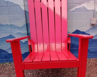 Red Giant Adirondack Chair, Wood Ski Chair, Hand Painted 6' or 7' (72" or 84") Tall Giant Oversized XXL Adirondack chair