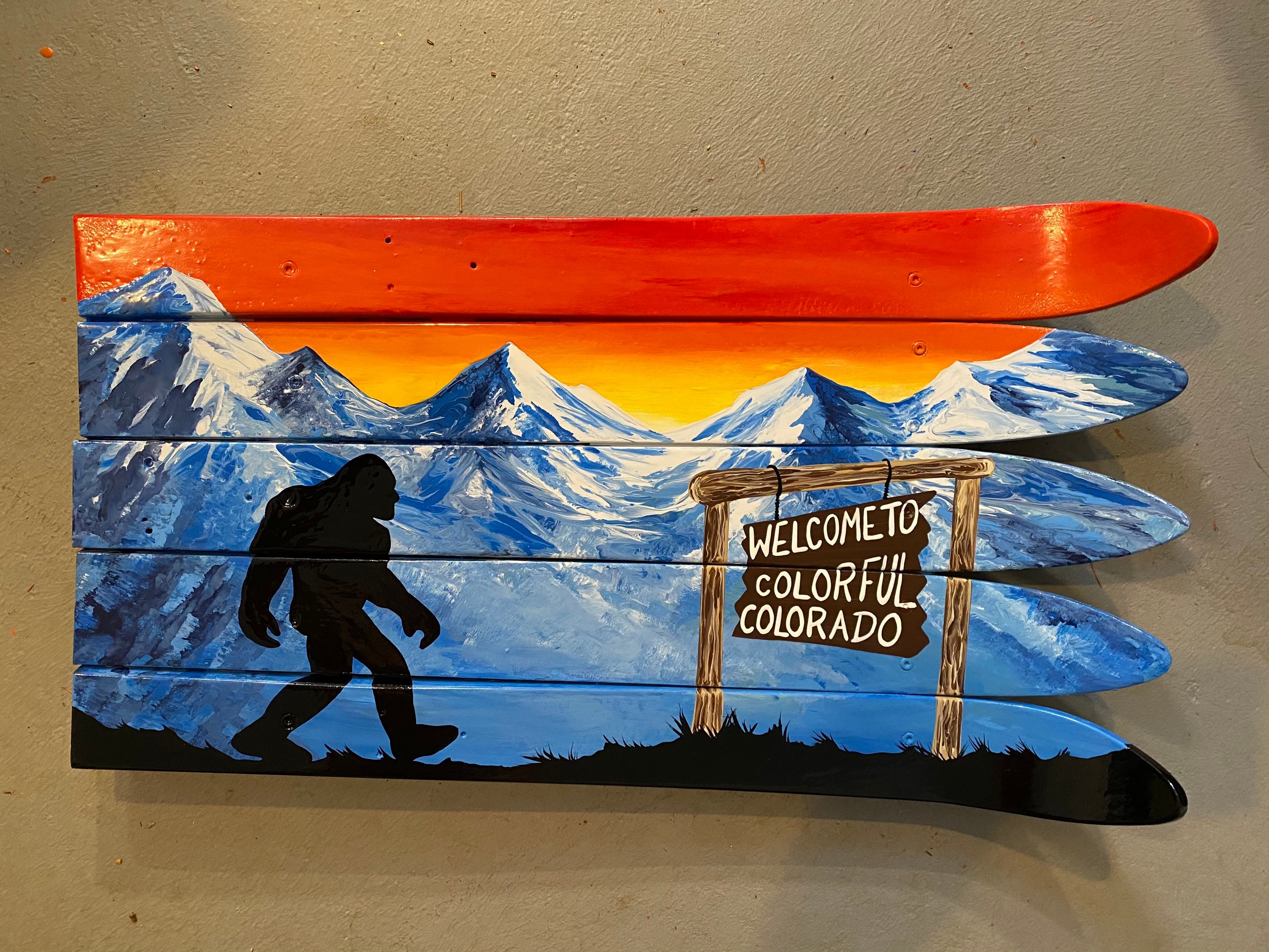 Sasquatch Welcome to Colorful Colorado Reclaimed Ski Wall Art 24