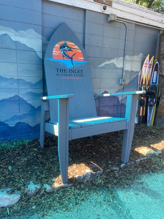 Custom Surf Board Chair Stained Any Color Adirondack Chair Oversized Chair Giant XXL Chair Wood Ski Chair 84 7 Feet Big Tall Etsy UK
