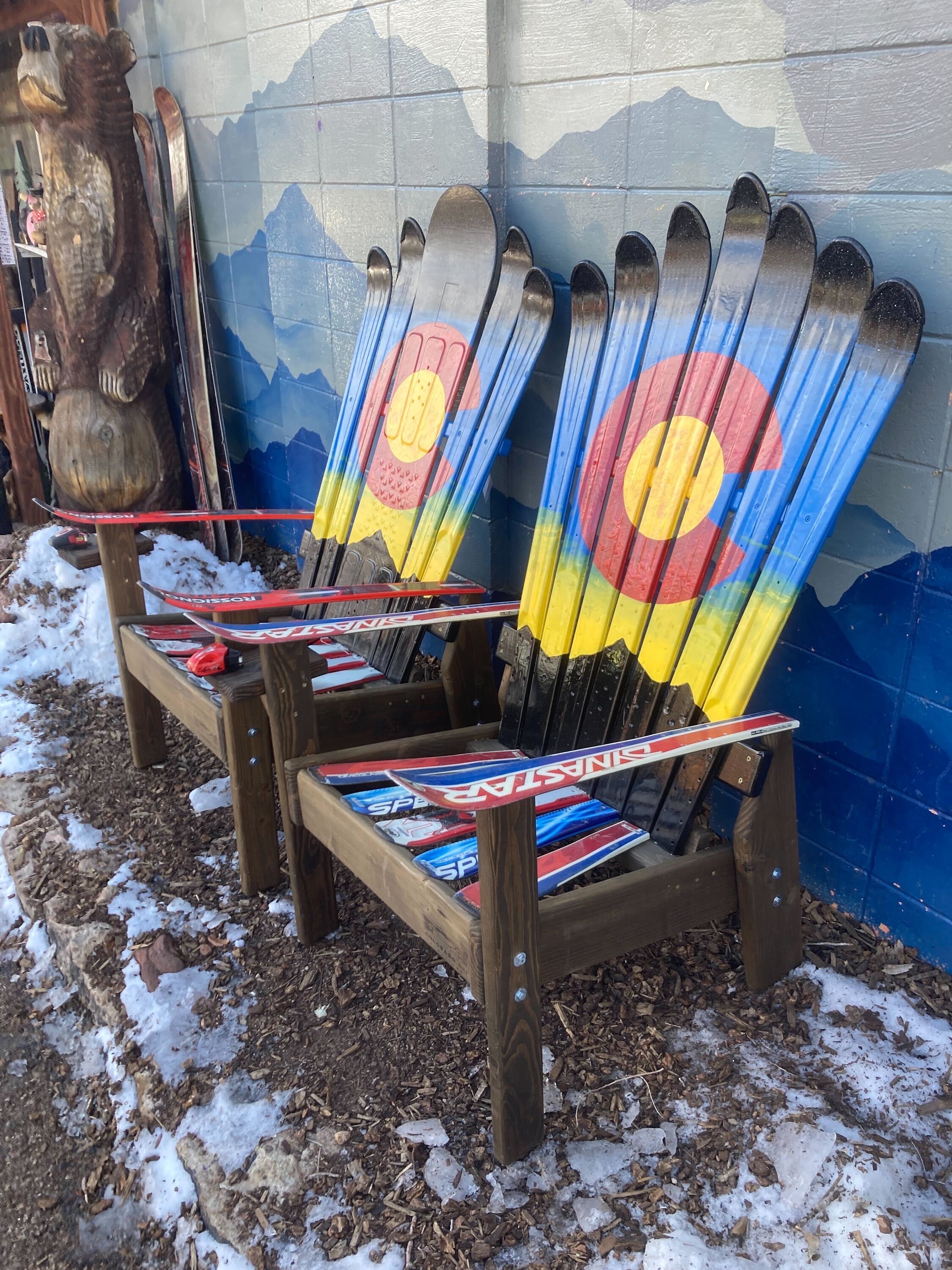 Set of 2 - Hand-painted Ski Chairs - Colorado Flag, Northern