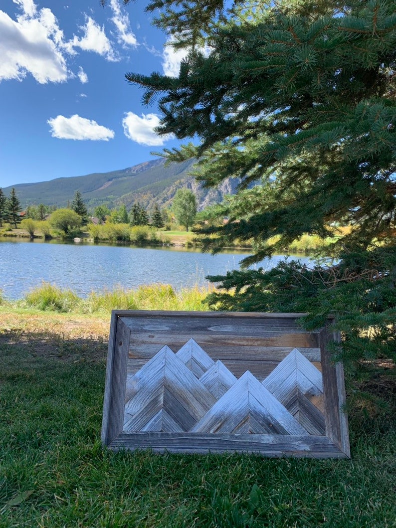 Five Mountains Wall Art With Rocky Mountain Grey Sky Mural Etsy