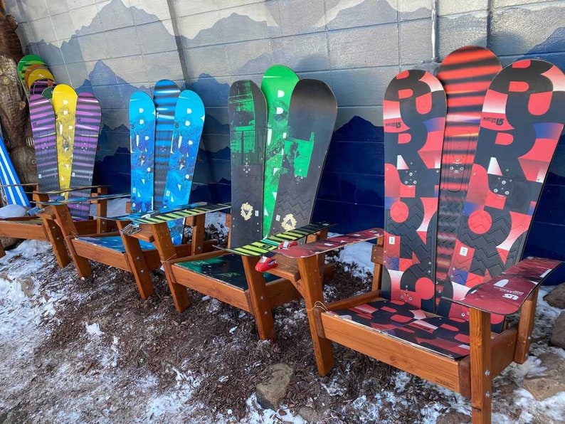 Set of 4 Custom Snowboard Chairs Made With Original Skis Etsy