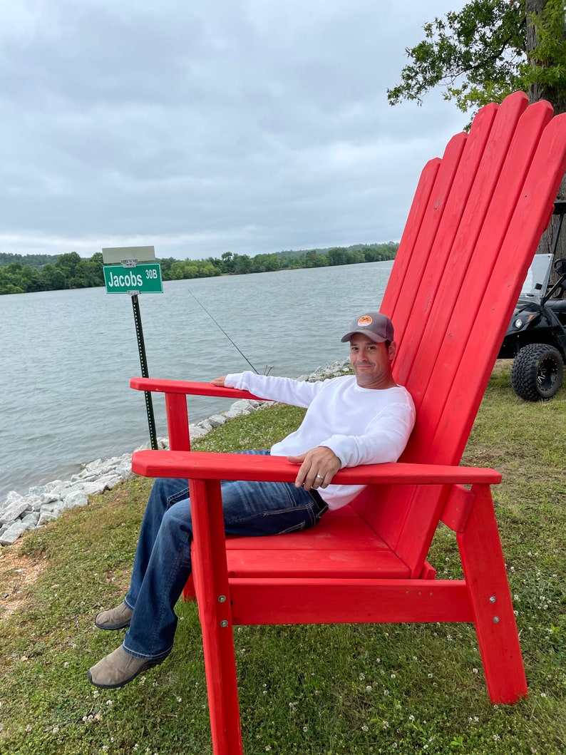 Solid Color Any Color Giant Adirondack Chair, Wood Ski Chair, Custom Stained 6' OR 7' 72 OR 84 Tall Giant Oversized XXL chair image 1