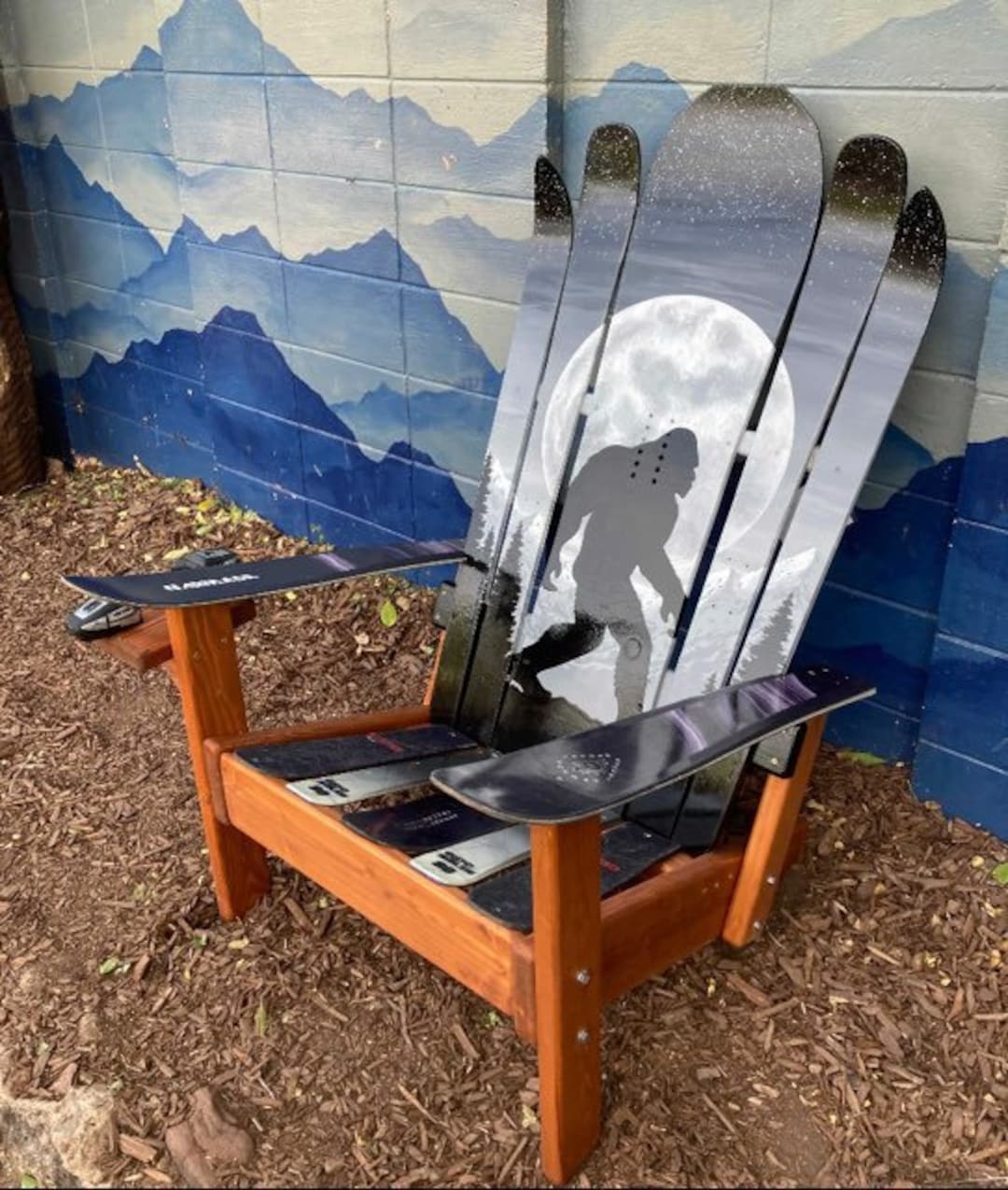 Sasquatch Bigfoot Ski Chair, Hand-painted Douglas Fir - Etsy