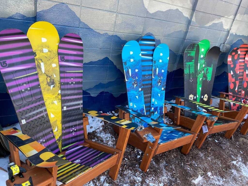 Set of 4 Custom Snowboard Chairs Made With Original Skis Etsy