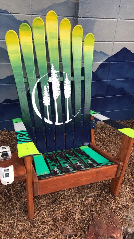 Trees Adirondack Ski Chair With Neon Etsy