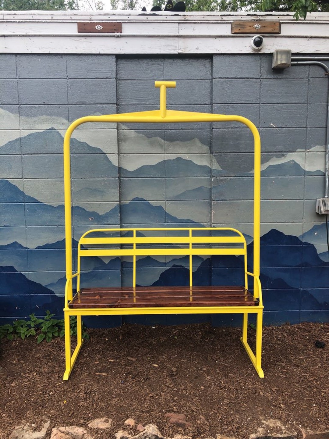 3 person Ski Chairlift Bench Powder Coated Yellow Genuine Replica Three Person Chairlift Bench Ski Lifts Benches Etsy Canada