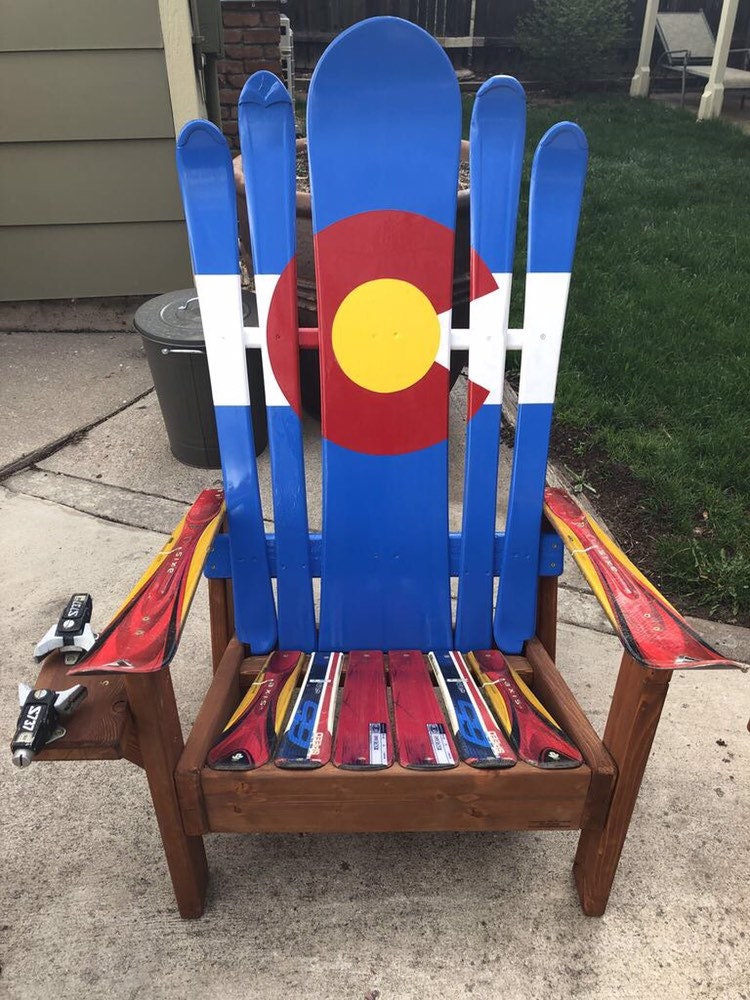 Colorado Flag Hybrid Ski Snowboard Adirondack Chair Snowboard Adirondack Chair Ski, Adirondack Ski Chair Colorado Flag