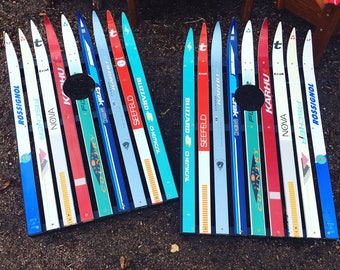 Handmade Ski Cornhole Board Set – Custom Painted, Outdoor Game