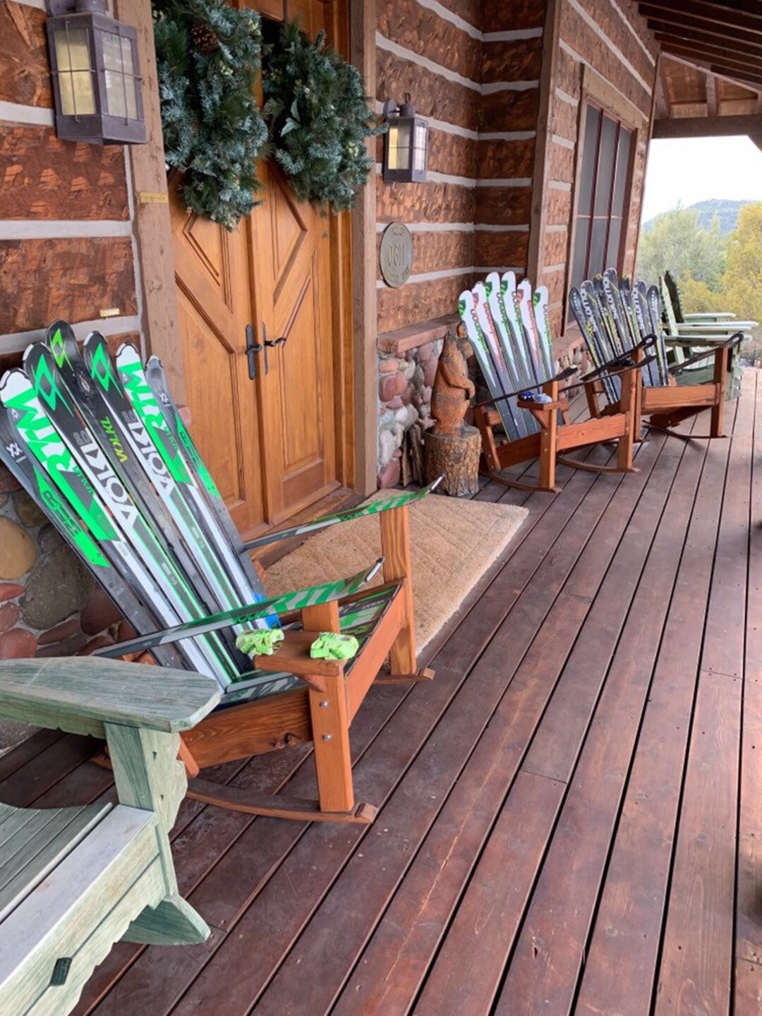 Patio Set of 4-premium Rocking Adirondack Ski Chairs - Original Wooden ...