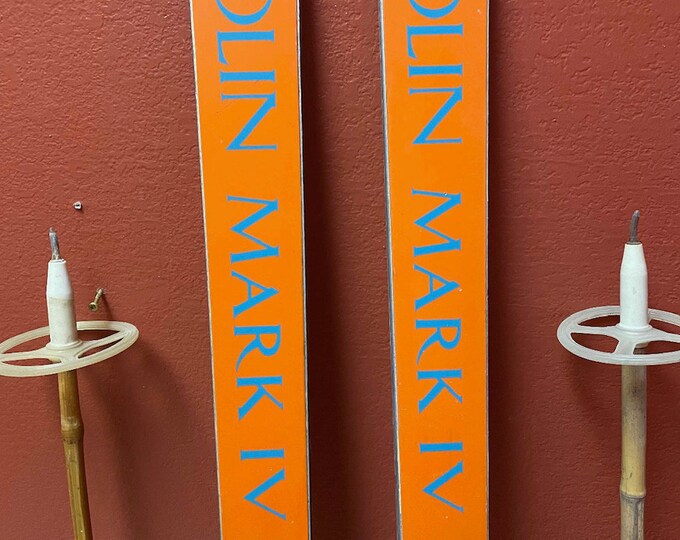 Olin Mark 4 Antique Head Skis, Unique Antique Refurbished Ski Wall Art