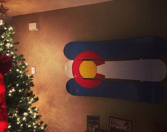 Colorado Snowboard Wall Flag, Custom Hand Painted on real Snowboards, Colorado Flag, Beautiful Wall Accent Piece, Snowboarding Colorado