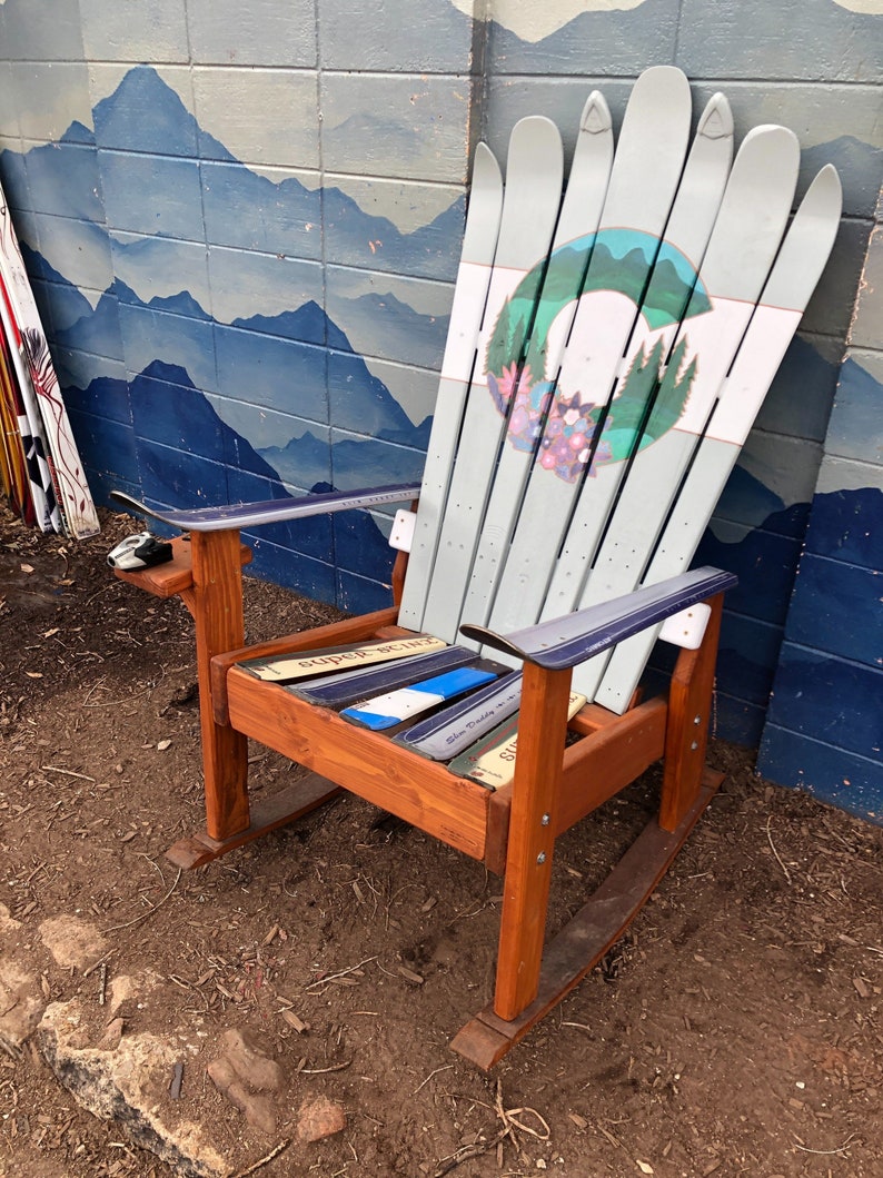 Hand Painted Ski Rocking Chair, Colorado Mountain Mural - Etsy
