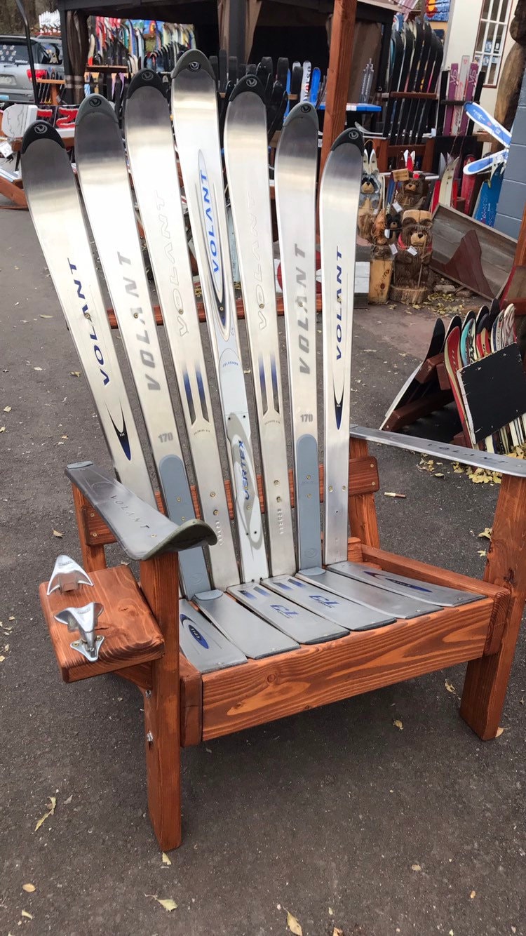 Stainless Steel Volant Adirondack Ski Chair and Ottoman