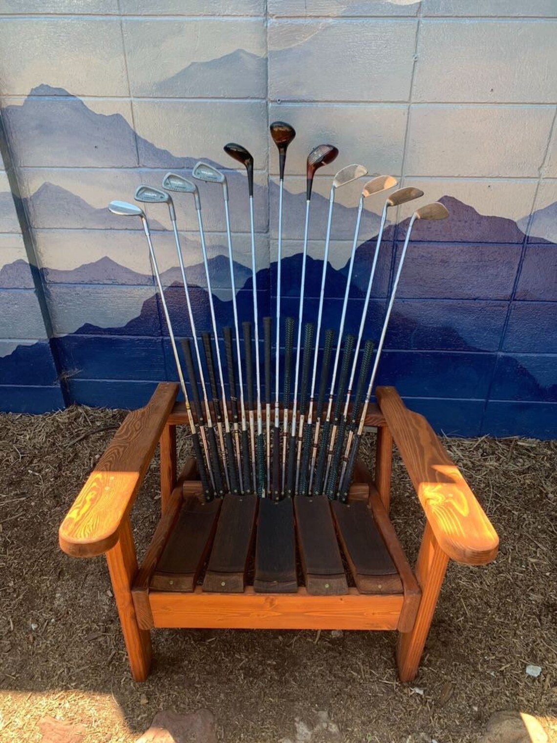 Deluxe Adirondack Golf Club Chairs With Whiskey Barrel Stave Etsy