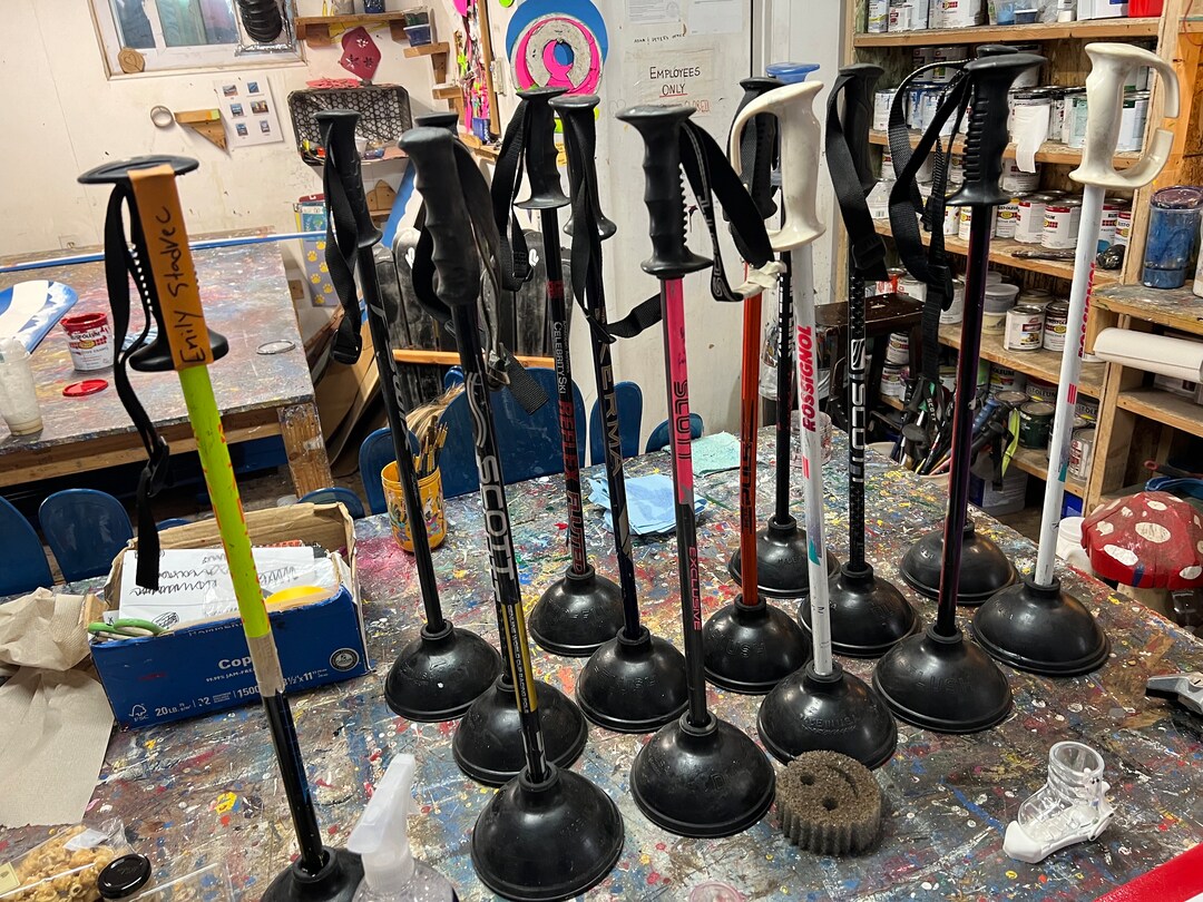 Ski Pole Plunger, Limited Colors, Fun Gift, Skier Gift, Housewarming