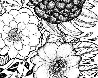 Coloring Page PDF: Fantasy Florals