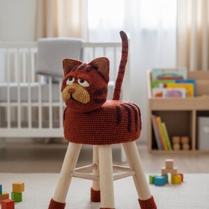 ENGLISH  crochet pattern Animal Stool Cat