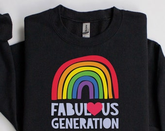 Rainbow Heart The Fabulous Generation 1988-1997 Pride Sweatshirt Fab Gen Pullover Sweatshirt Gift The Fabs Sweatshirt LGBTQ+ Millennials