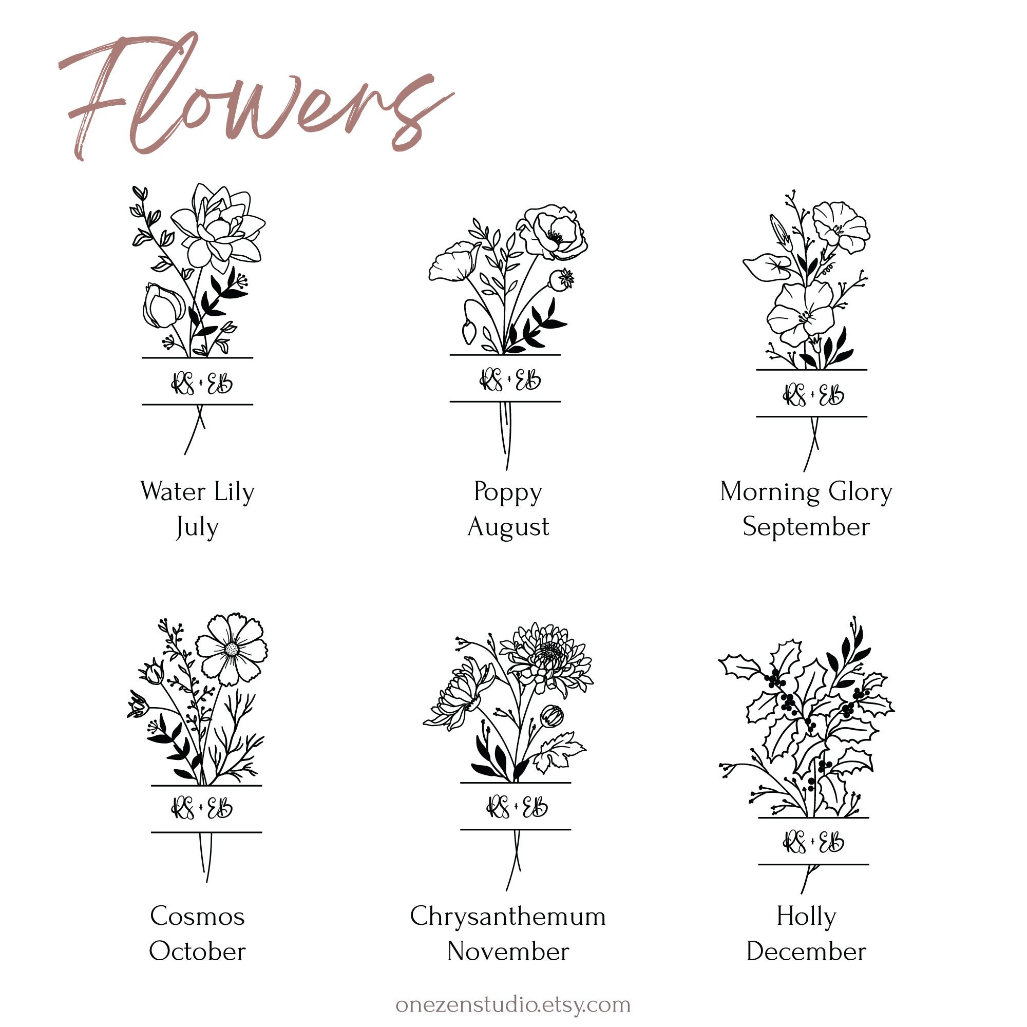 Birth Flower With Name Glass Cup W/bamboo Lid Glass Tumbler 16oz