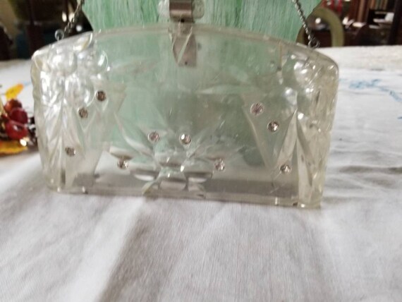 MCM lucite clutch with rhinestones, vintage lucit… - image 6