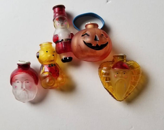 Vtg Glass Christmas Light Bulb Covers Replica Mini Figural Etsy
