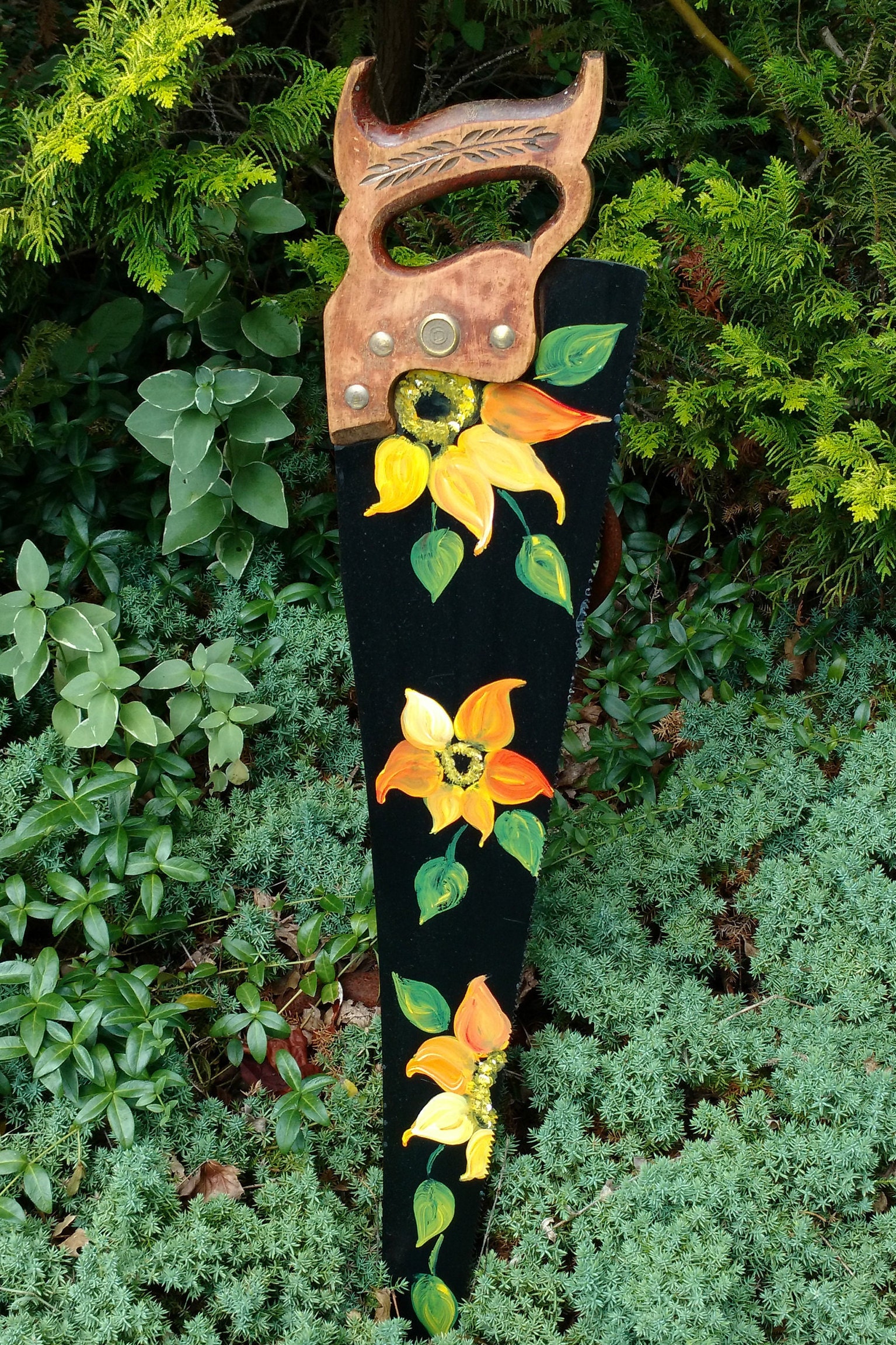 Hand Saw With Sunflowers, Sunflower Painting Saw, Sunflowers on