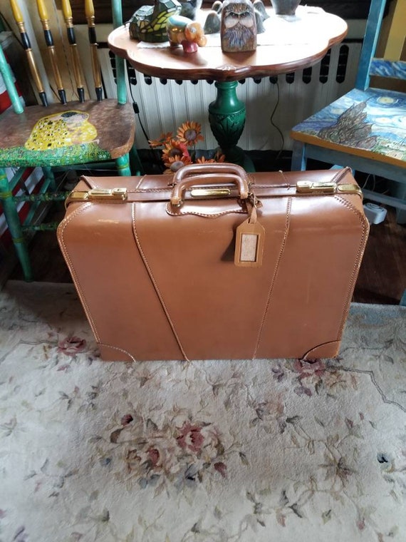 MCM leather suitcase, MCM cowhide luggage,vtg leat