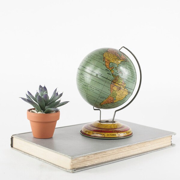 Chein Vintage World Globe, jouet enfant jouet Globe, Tin Globe, petit monde Globe, bureau Globe, J. Chein Company, mappemonde, décor des années 1930