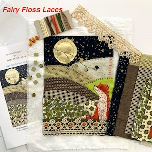 Digital Download Slow stitch kit patterns & instructions patch fabric collage textile art quilt hand embroidery - The Moon Gazing Red Fox