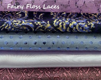 Purple Fabric kit bundle pack textures junk journal slow stitching mixed media collage