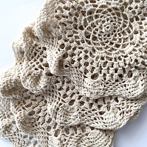 Vintage Cream Crochet Doilies: 8&quot; Mandala Decor, Set of 4
