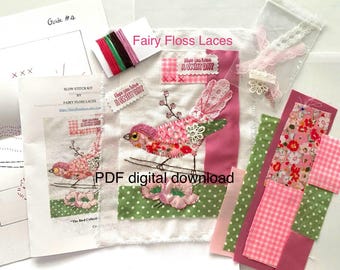 Pobieranie cyfrowe: wzory i instrukcje do zestawu do szycia powolnego, kolażu z tkanin, wzoru na kołdrę z surowymi krawędziami, haftu ręcznego - Juliet