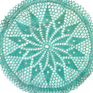 Vintage 13” round crochet doily mandala home decor - turquoise / mint