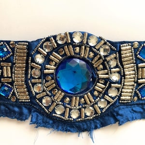 Boho boho verfraaiing naaien notie texturen junk dagboek traag stikken mixed media collage naaien notitieboek met kralen omslag blauw