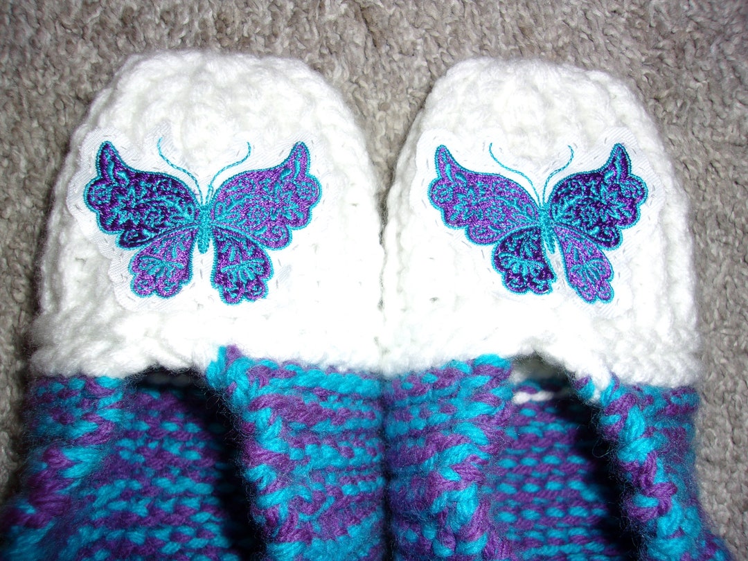 Purple - Kutch Embroidery Handstitched Leather Flat Slippers