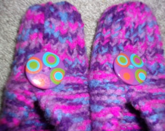 Women's Purple Hand Knitted Slippers  Size 8.5